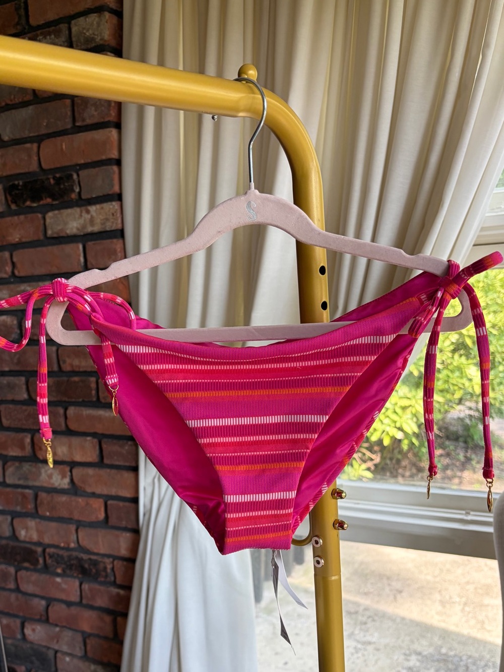 Trina Turk Pink & Orange Striped Tie-Side Bikini Bottoms